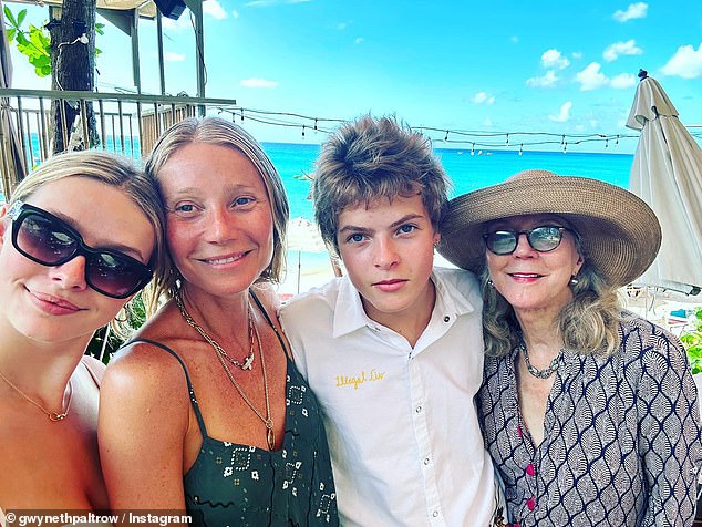 'I think like all the mistakes I made were being talked in or out of something,' she explained. 'I really want them, even if I don't agree with it, like, I want them to be really true to their idea of their purpose and their individuality'; seen with her kids and mom Blythe Danner