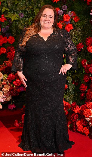 Jessica Gunning looked sensational in a figure hugging black dazzling gown which boasted pretty lace sleeves