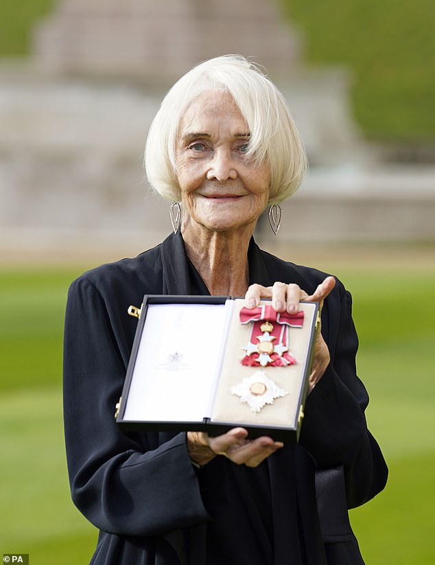 Actress Dame Sheila Hancock after receiving her Damehood for services to drama and charity during an investiture ceremony at Windsor Castle on November 9, 2021