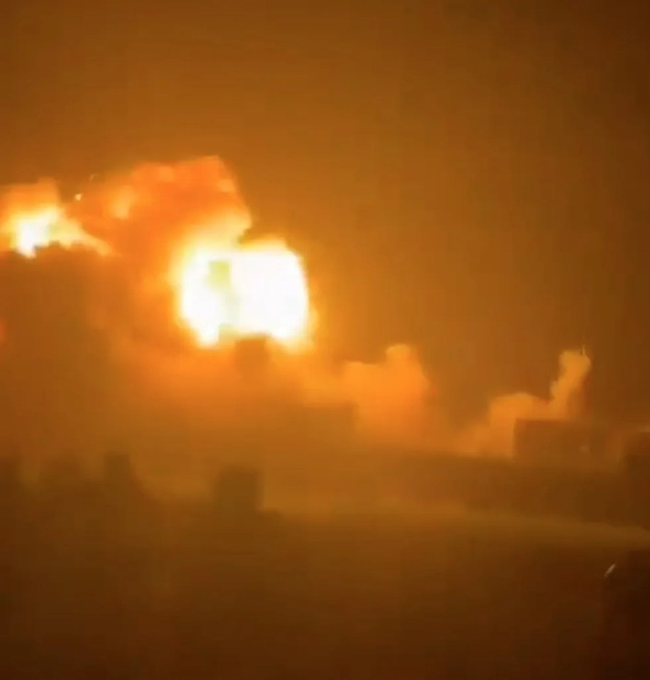 Large explosion at night.