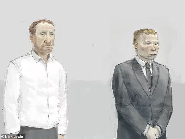 Graham and Carruthers, seen here in a court sketch, were arrested in connection with the felling of the tree in October 2023
