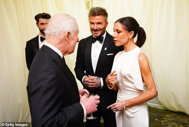 The Beckhams chat with King Charles at Highgrove in February 2025