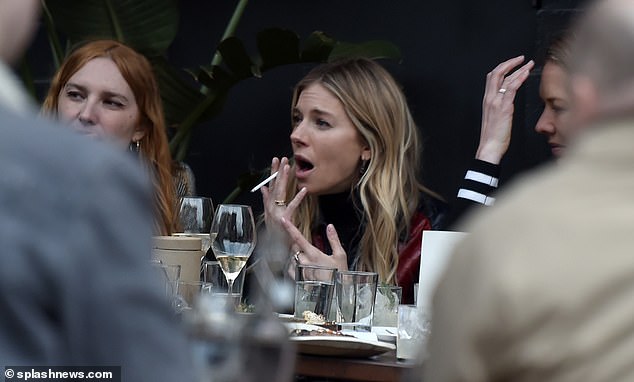 Sienna Miller previously gave up smoking when pregnant with first daughter Marlowe, 12, but seemingly picked the habit back up as she enjoyed a cig in 2021 (pictured)