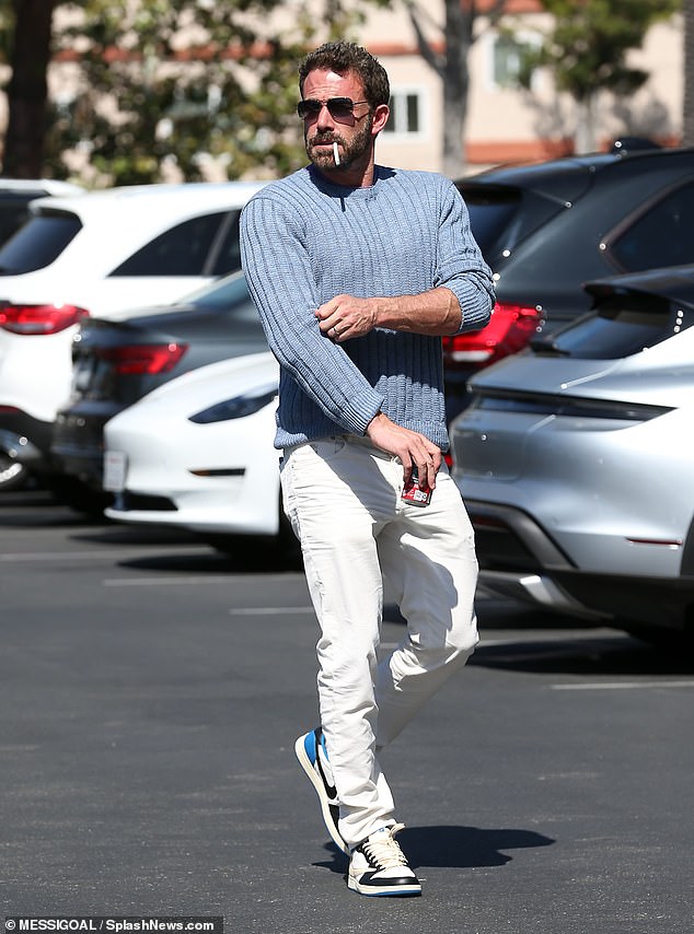 Ben Affleck pictured smoking a cigarette in Santa Monica in 2022