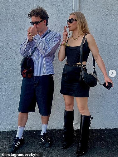 British singer Becky Hill, 31, shared this snap of herself enjoying a cigarette with DJ Charlie Boon this week...leaving some fans disappointed that the star was partial to tobacco