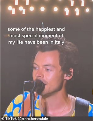 Harry expressed his personal gratitude to the country as he gushed over his 'special moments' in the country and even showcased his Italian speaking during a show in Bologna