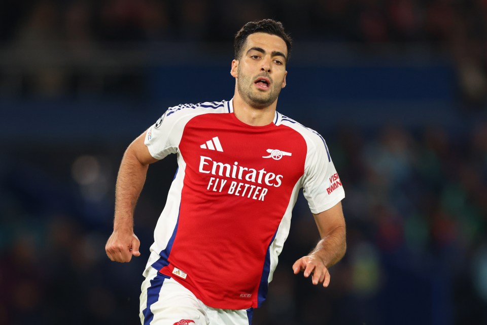 Mikel Merino of Arsenal playing in a UEFA Champions League match.