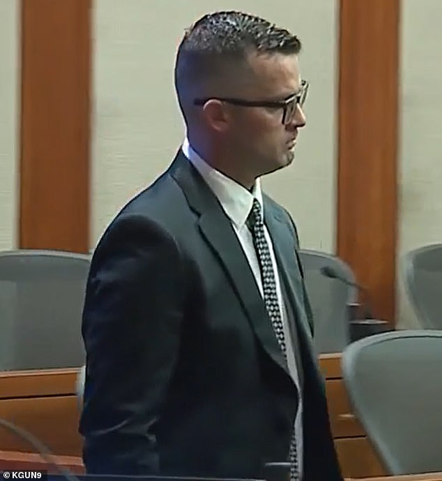 Shame-faced Scholtes in court last year, where the charges against him were escalated from second-degree to first-degree murder. He later rejected a plea deal that would reduce it again