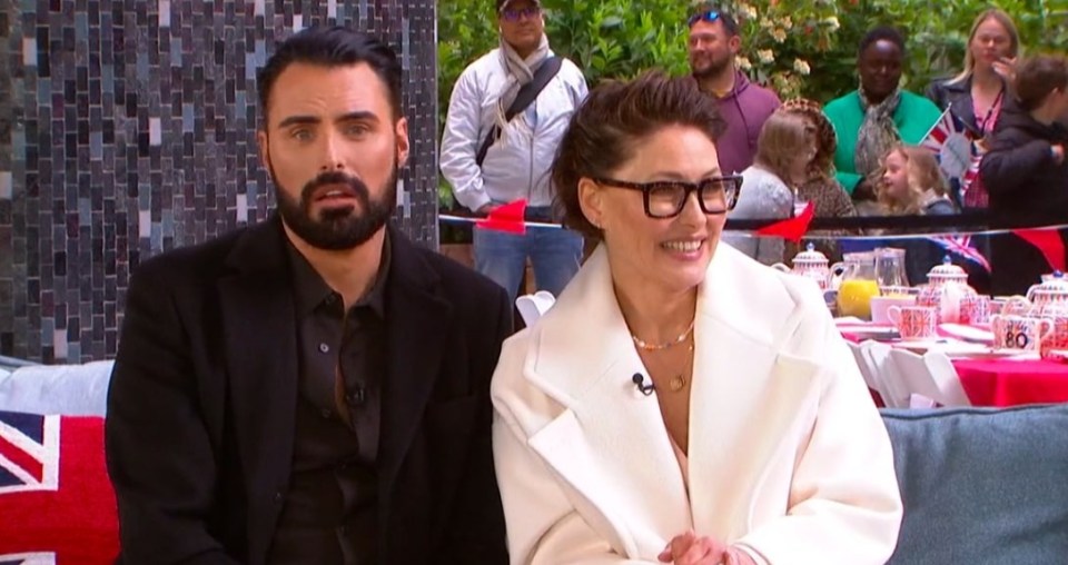 Rylan and Emma Willis on a TV show.