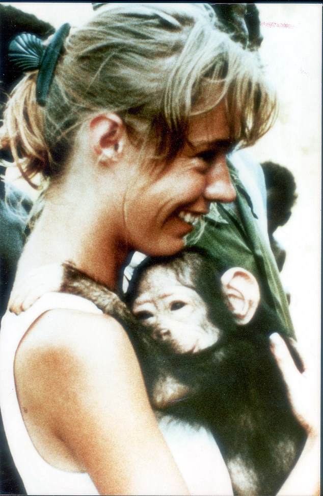 Julie inherited her love of animals from her mother Jan, who kept a menagerie, and went to Africa to photograph wildlife...making friends with a baby chimp on this occasion