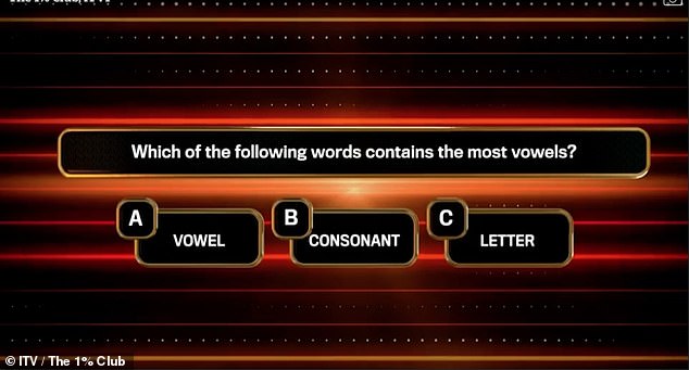 It comes after another 90 per cent question got an enormous 25 players wiped out - a quarter of all the episode's contestants - in a different recent instalment of the quiz show