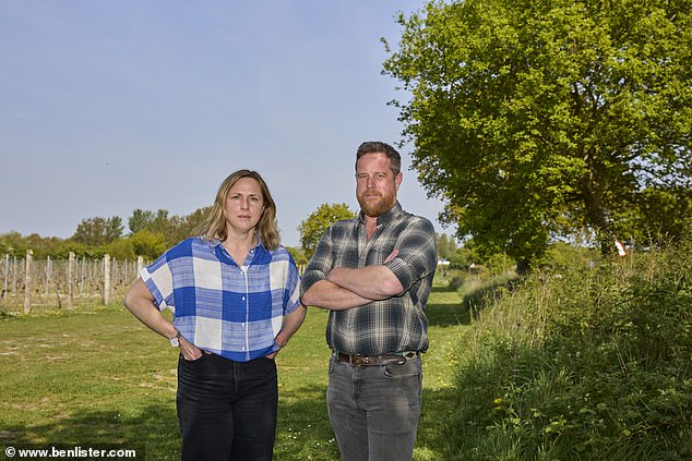Worry: Robert Blyth and Rosie Forshaw¿s vineyard will be impacted