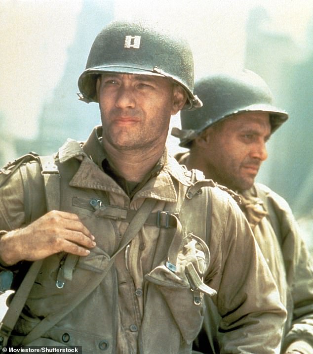 In second place was Steven Spielberg's Saving Private Ryan. Pictured: Tom Hanks (left) and Tom Sizemore (right)