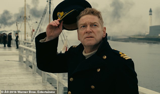 Kenneth Branagh as Commander Bolton in director Christopher Nolan's Dunkirk, which Brits voted the best Second World War film of all-time
