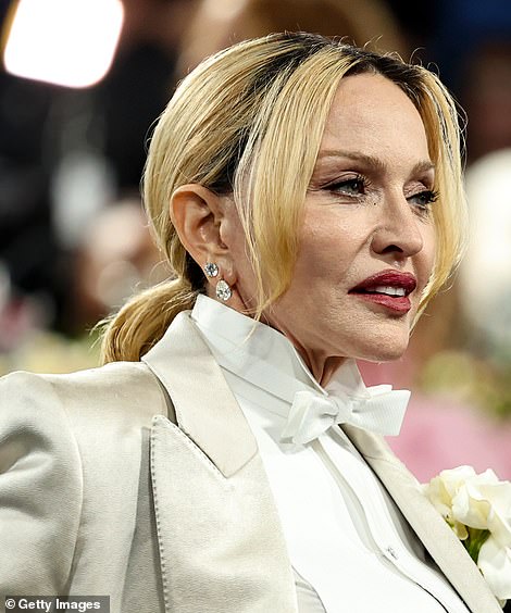 Now, close-up, unfiltered images of beloved celebrities have emerged, revealing they are just as 'human' as the rest of us, said skin specialist Alexis Fraser. Pictured: Madonna at Met Gala