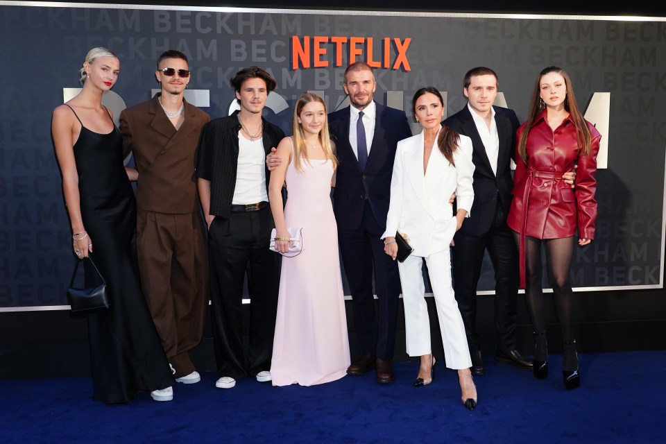 The Beckham family at the premiere of their Netflix documentary.