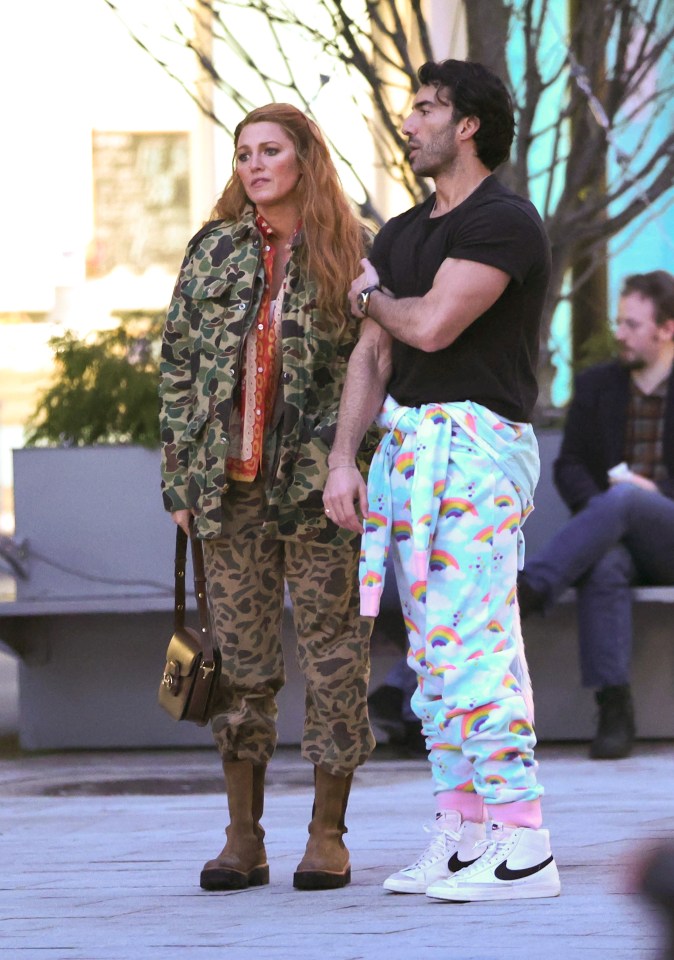 Blake Lively and Justin Baldoni on the set of "It Ends with Us."
