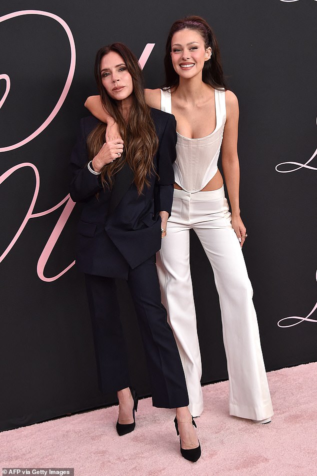 'Nicola's behaviour has enraged Victoria (pictured together at 2024 Lola premiere) who fears their idealistic and romantic son is being controlled by his wife,' writes Katie Hind