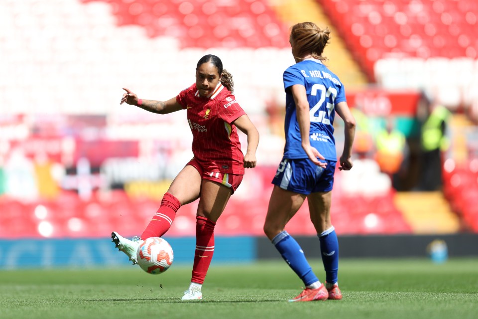 Liverpool's Olivia Smith passes the ball during a Barclays Women's Super League match.