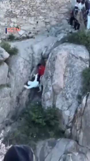 Couple rescued after falling from a 5,000ft mountain.