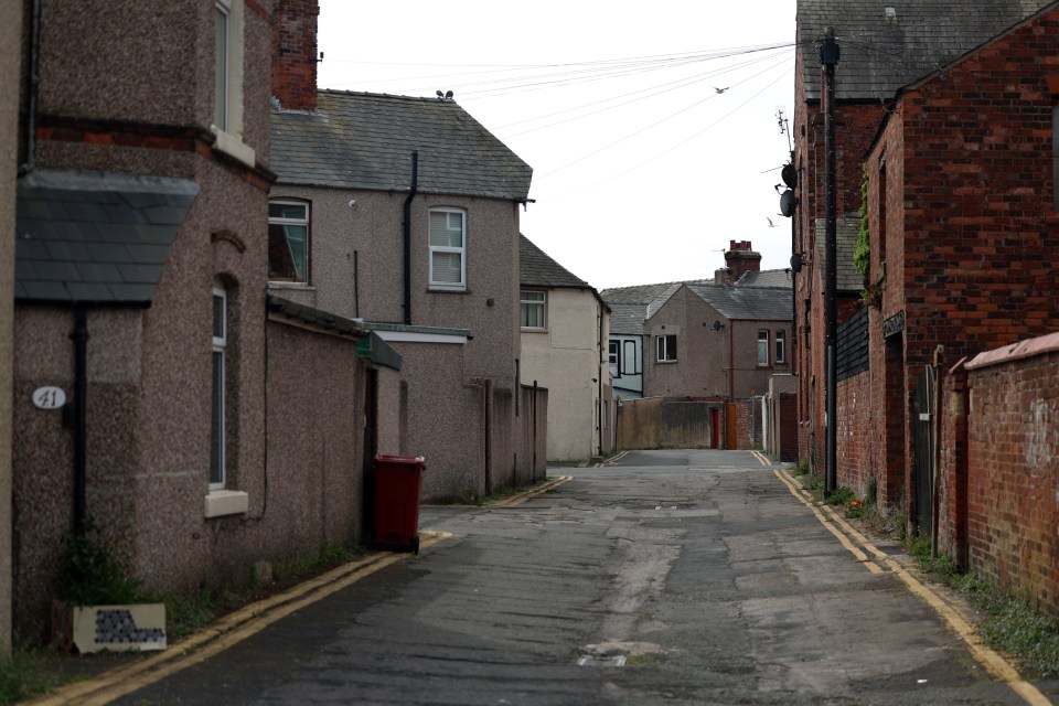 Run-down street in Barrow Island, Cumbria.