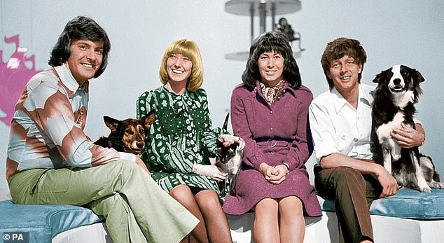 During her Blue Peter stint, Valerie presented alongside Peter Purves, Lesley Judd and John Noakes (pictured L-R)