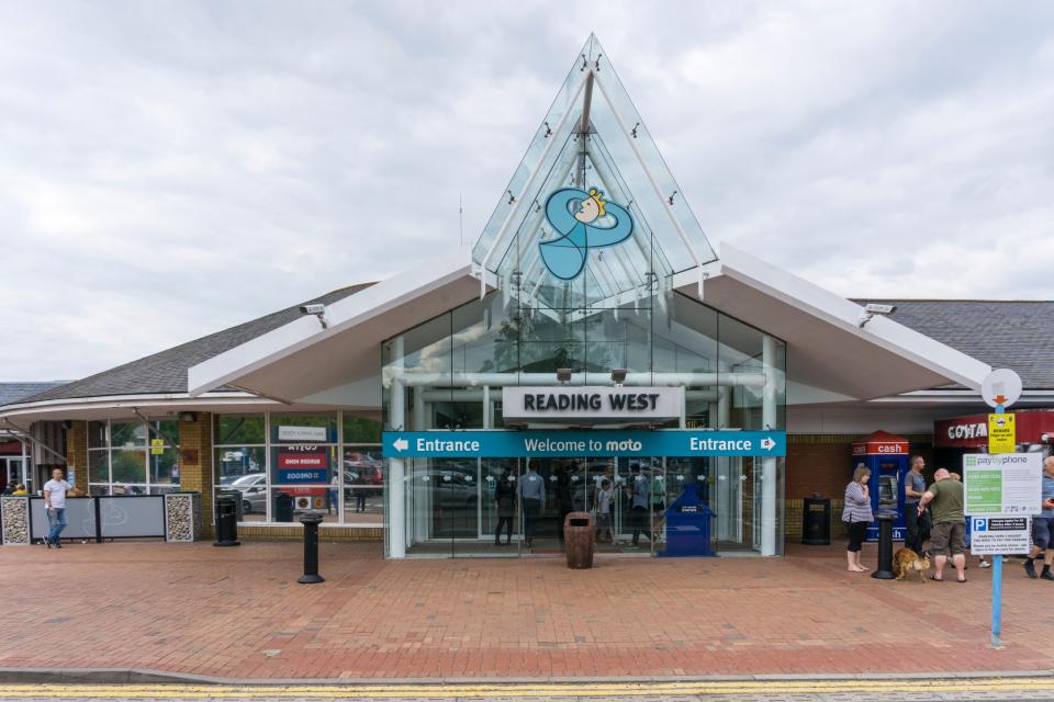 Reading West motorway service station entrance.
