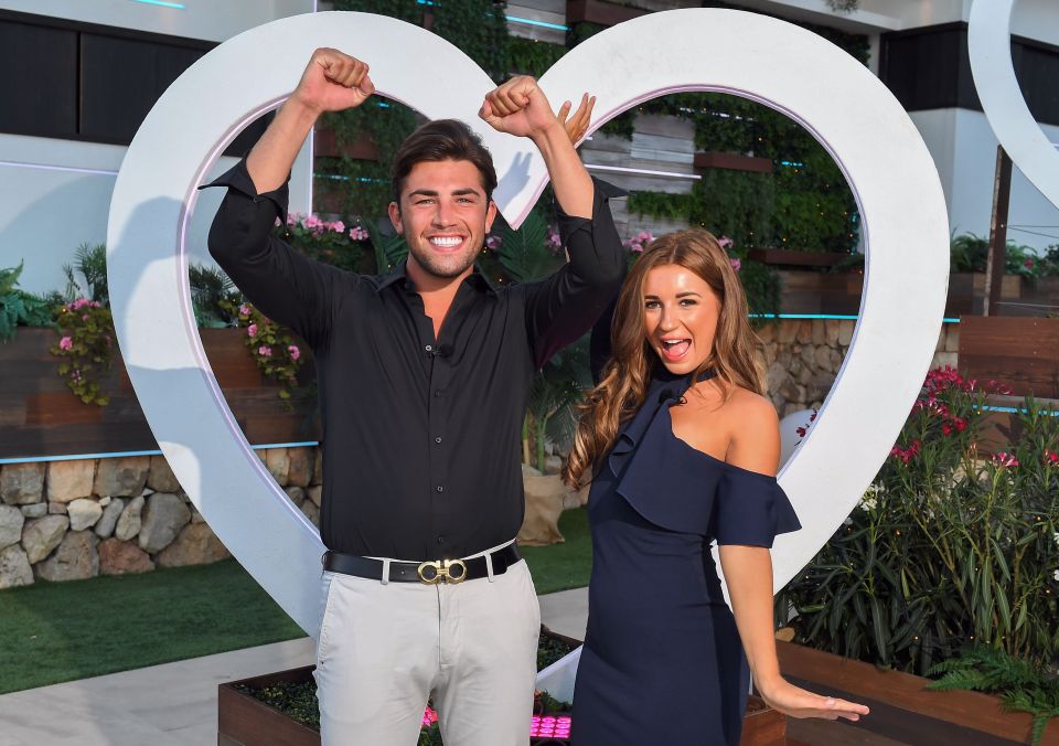 Dani Dyer and Jack Fincham, winners of Love Island, celebrating.