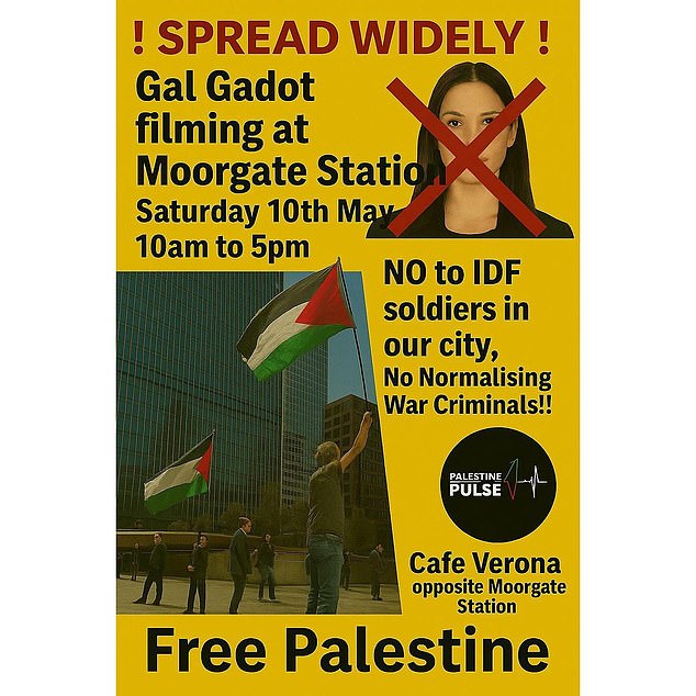 A flyer circulated online in relation to the protest which reads: 'No to IDF soldiers in our city'