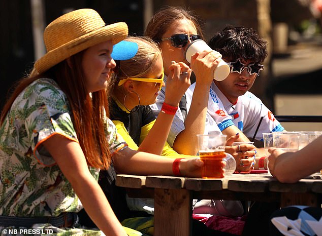 They could be seen sinking pints in the sun as they made their way through the pub crawl