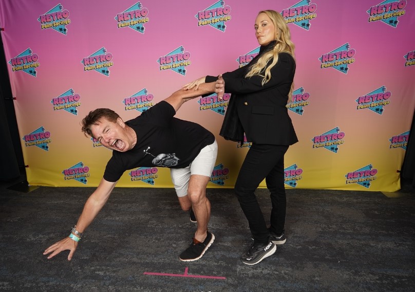 John Barrowman and Elizabeth Berkley at a Retro Palm Springs event.