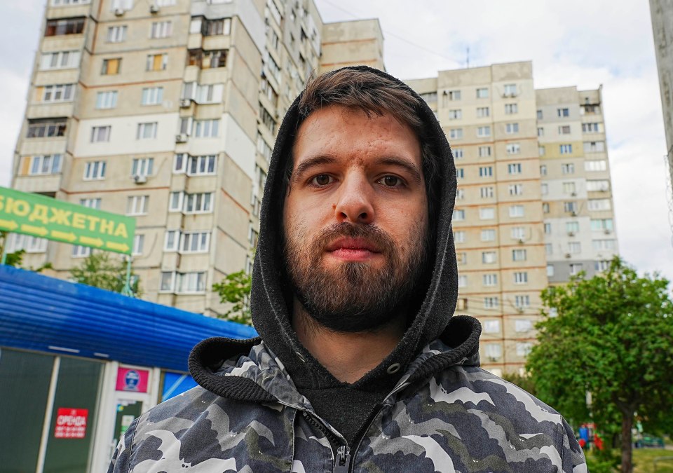 Portrait of Vadim Medvediuk in Saltivka, near Kharkiv, Ukraine.