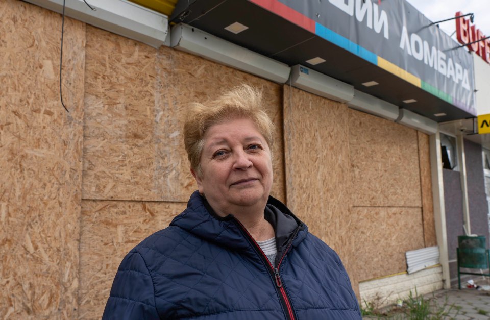 Portrait of Valentina Hoydenko in Saltivka, near Kharkiv, Ukraine.