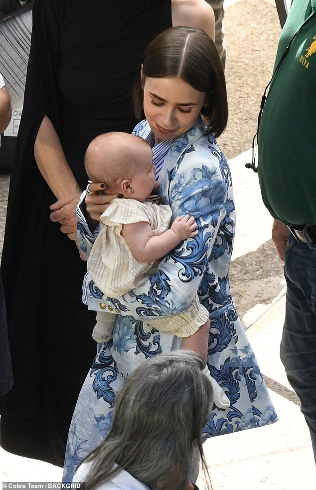 Collins was pictured while on set in Rome for the new episodes of the popular series