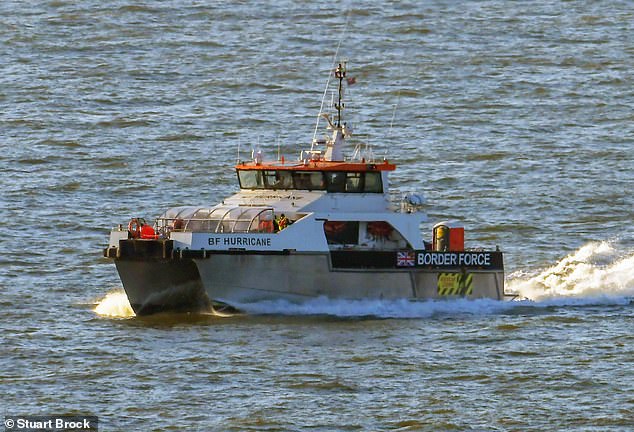 Pictured: Border Force Hurricane transporting 60 migrants into Dover Docks, Kent