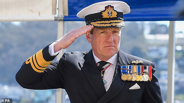 Vice Admiral Sir Ben Kay attends a Passing-out parade at the Britannia Royal Naval College