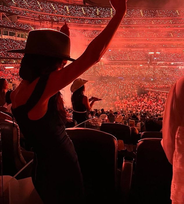 Meghan enjoying Beyonce perform her latest Grammy-winning album Cowboy Carter at the LA stadium