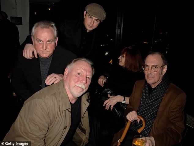Dyer (top) pictured with Harold Pinter (bottom right) in 2008, the year the playwright died