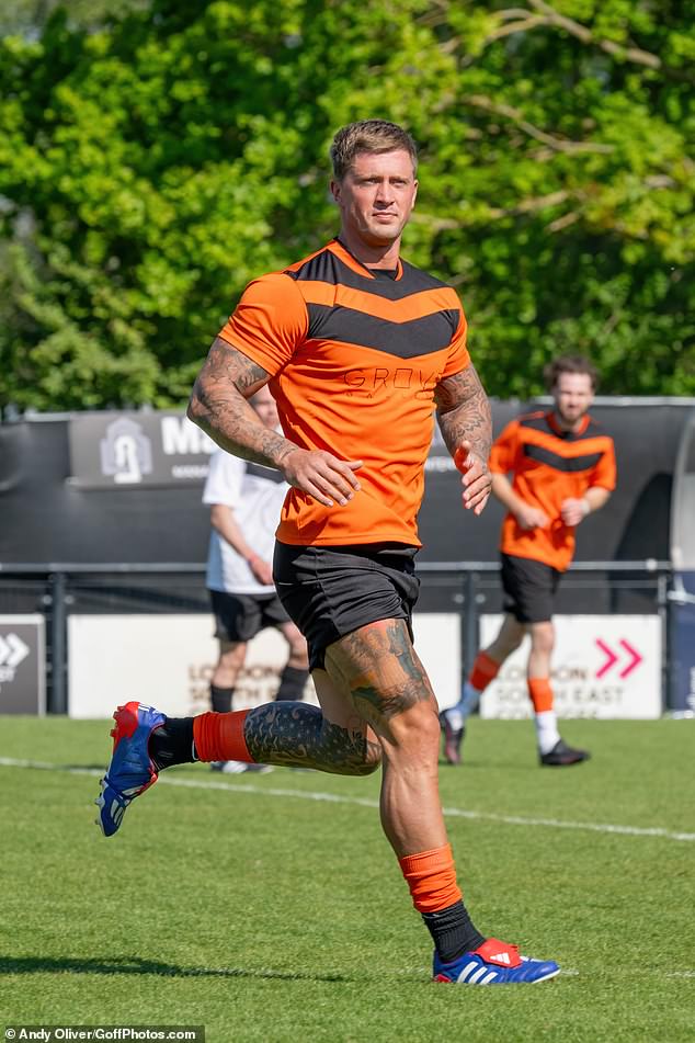 Jacqueline Jossa's husband Dan Osborne was also in attendance and took to the pitch to play as part of the charity match at Bromley FC