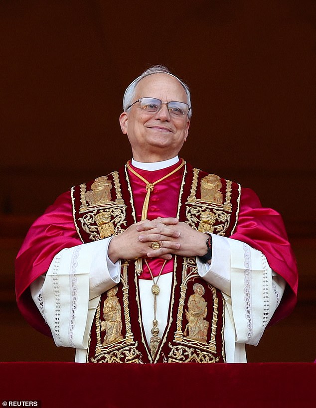 The first American Pope in history (pictured on the balcony of St Peter's Basilica at the Vatican) lived in the house for two decades with his father Louis, a teacher, and librarian mother Mildred and two brothers. It is believed the family sold the home after the death of the Pope's parents