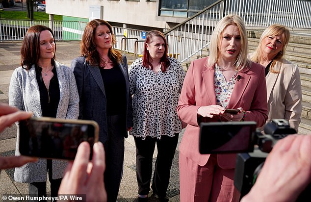 The Darlington nurses speak to media outside the Civil and Family Courts and Tribunals Centre in Newcastle