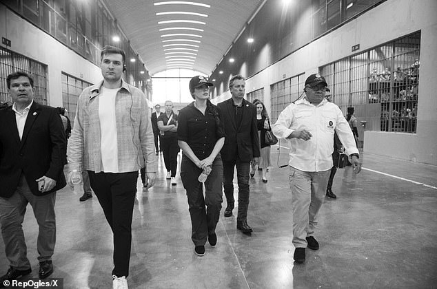 The scene unfolded as US Representatives toured the facility with the country's president, Nayib Bukele