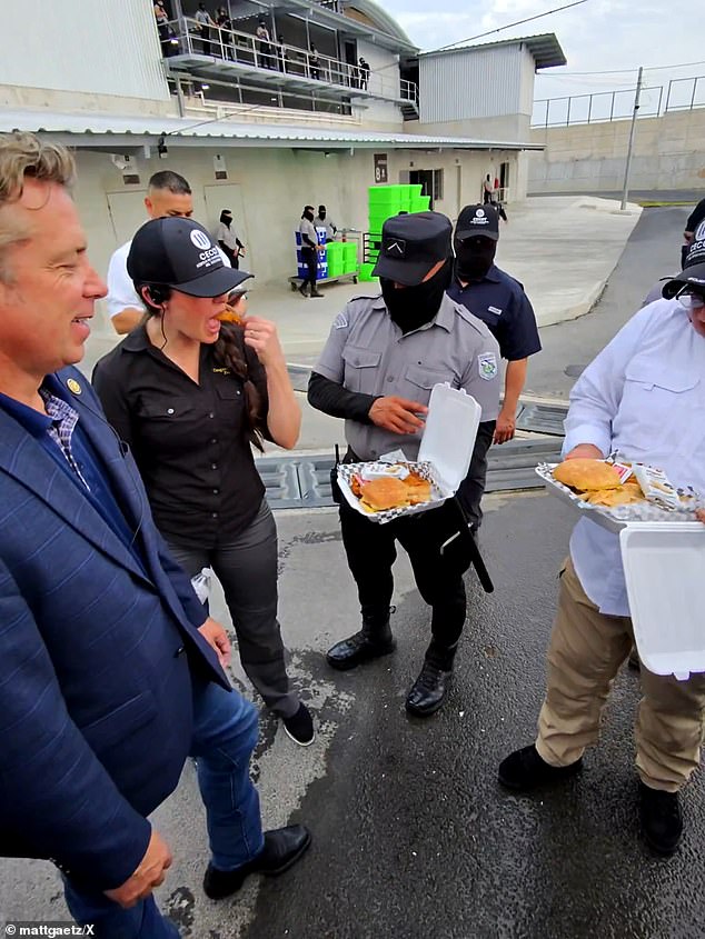Rep Luna also got to sample a typical meal in the prison during the visit. She later recounted how she had met 'murderers' and confirmed Tren de Aragua members