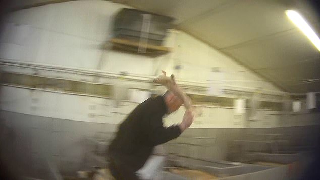 In one sickening scene, a farm worker grabs a squealing piglet by its hind legs, swings the terrified animal high above his head and smashes it down brutally on to the hard floor