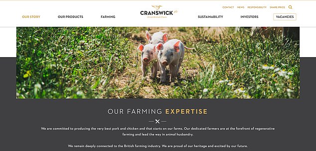 Cranswick, on a page titles 'Our Farming Expertise' says it is 'proud of our heritage and excited by our future'
