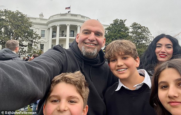 The Fetterman family together at the White House in 2022. Gisele and their three children have been staying at the family home in Braddock