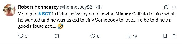 But it appears ITV viewers at home were in agreement with Mickey as they took to X to share their thoughts on the performance