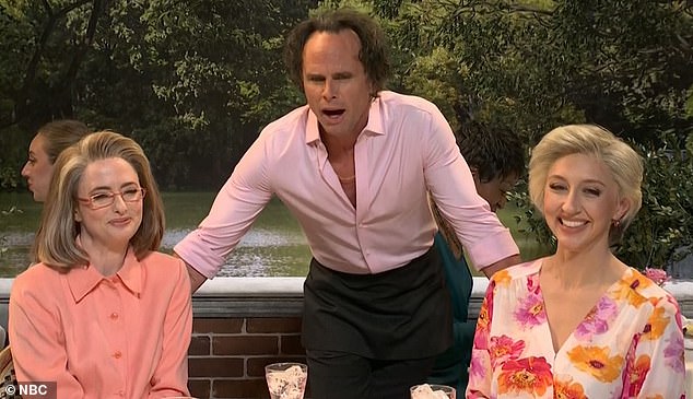 He then switched to the role of a man who lasciviously flirts with two women in an increasingly explicit way - to the mounting horror of their watching sons