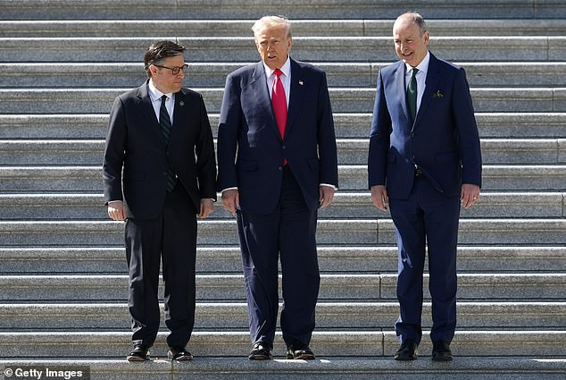 Speaker Mike Johnson (L) and Trump have been in near constant contact as the House leader works to craft the president's massive, multi-trillion dollar legislative agenda