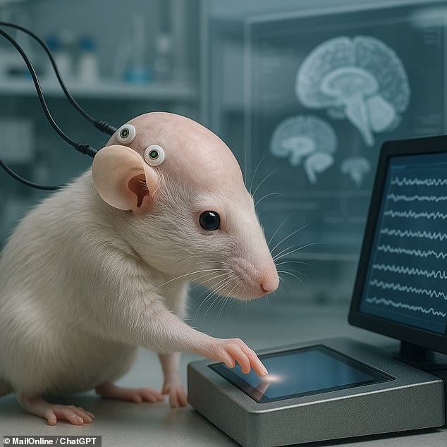Scientists have created mice with 'humanised brains', raising the concern that these chimaeras may develop consciousness. Pictured: AI-generated Impression